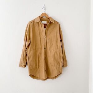 OAK + FORT Tan Oversized Shirt Jacket